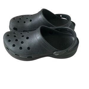 Crocs classic comfort platform women’s black slip on mules size 10